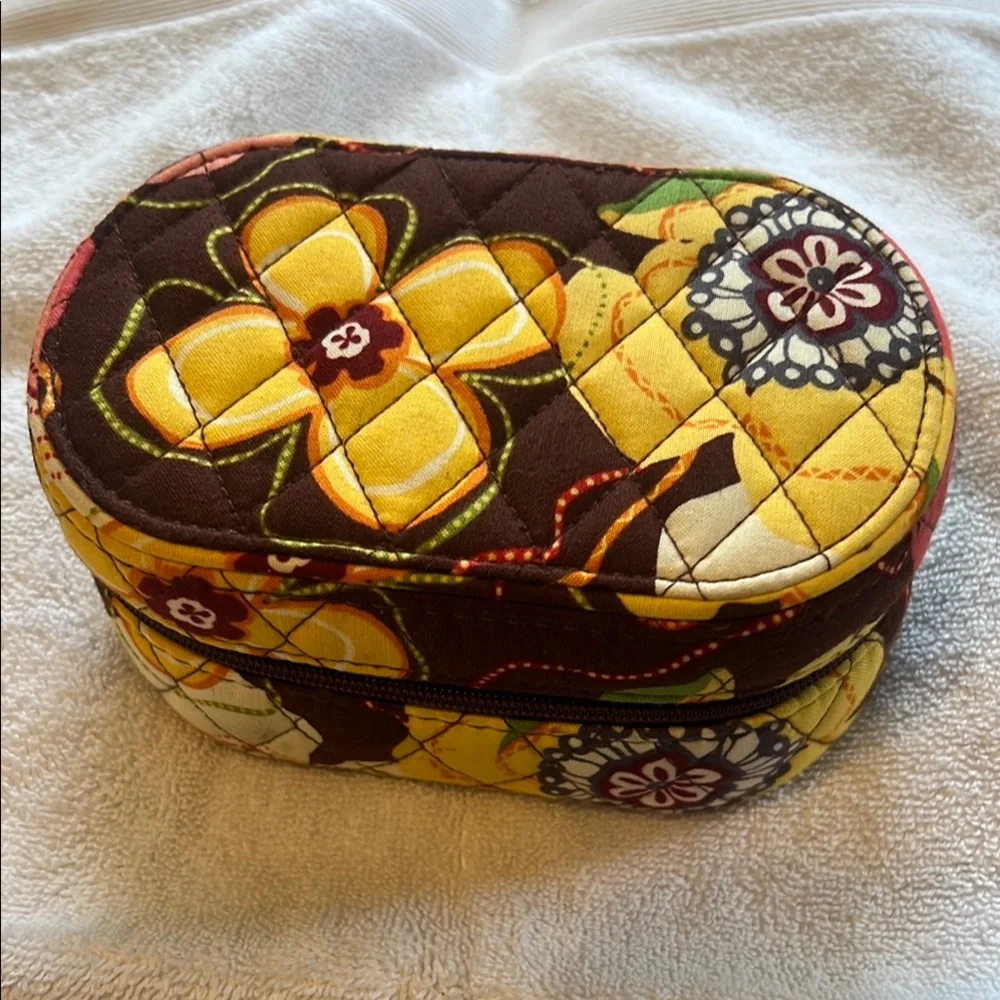 Vera Bradley Yellow and Brown Floral Cosmetic Bag - Picture 1 of 5